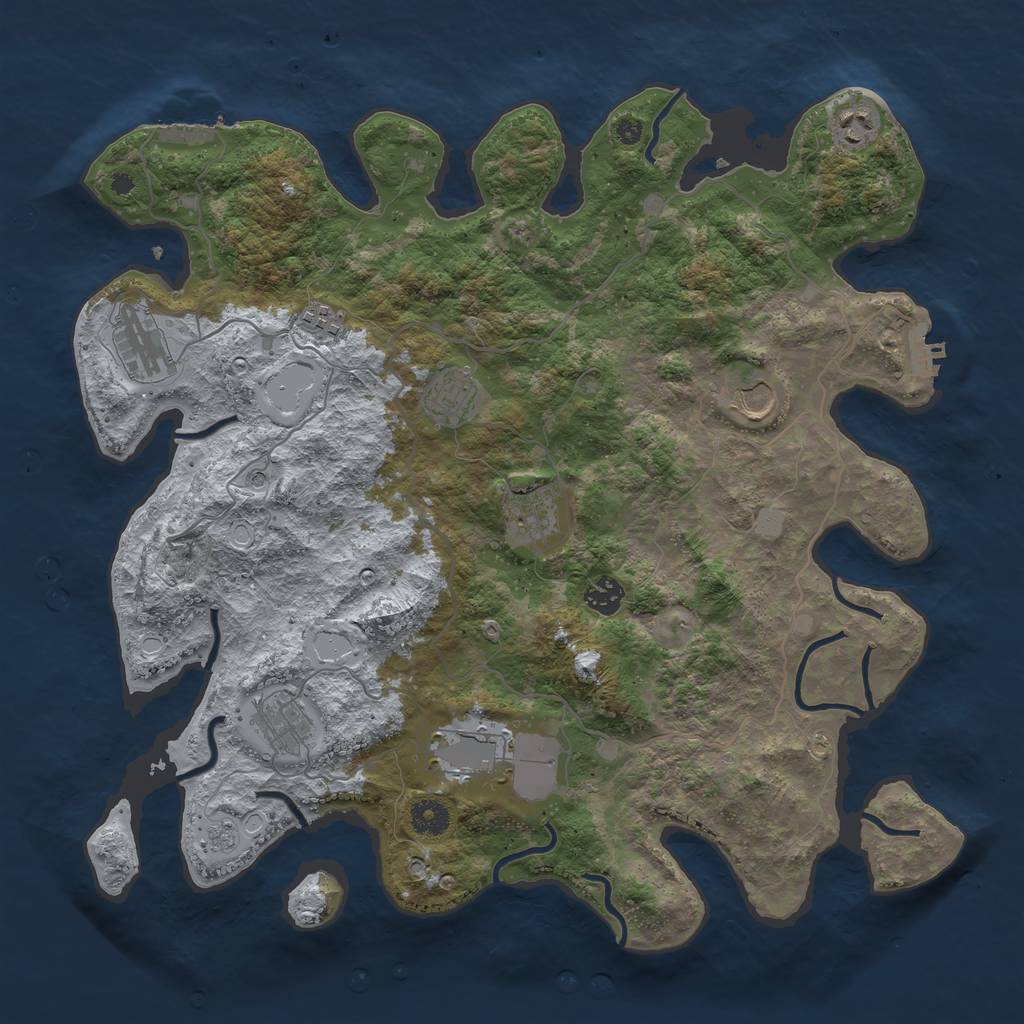 Rust Map: Procedural Map, Size: 4050, Seed: 975918648, 18 Monuments