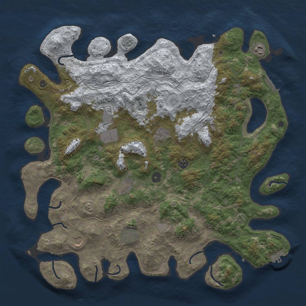 Rust Map: Procedural Map, Size: 4500, Seed: 655618, 17 Monuments