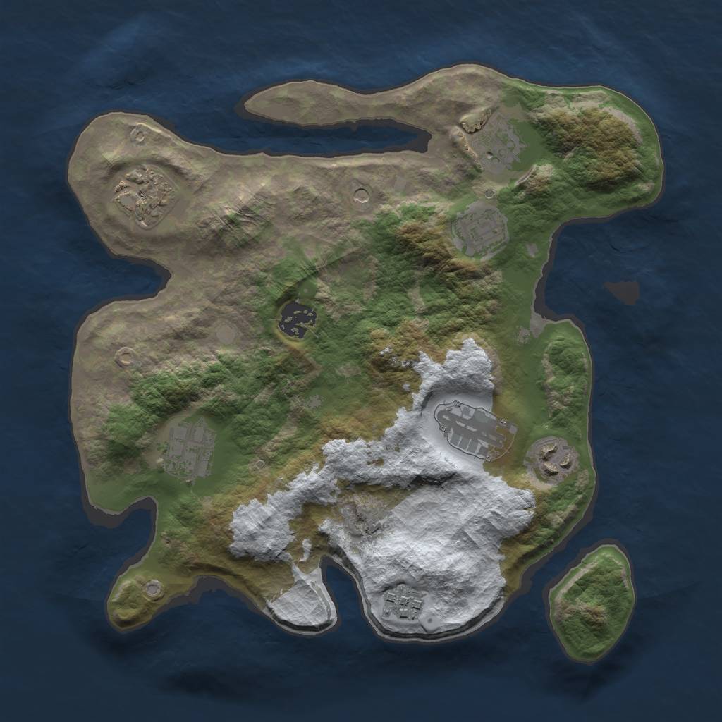 Rust Map: Barren, Size: 3000, Seed: 1058981542, 11 Monuments