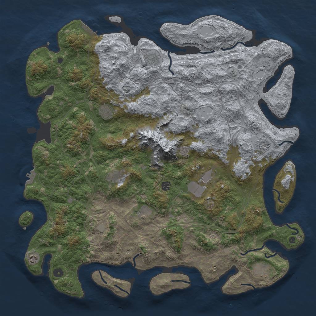 Rust Map: Procedural Map, Size: 5000, Seed: 24352115, 19 Monuments