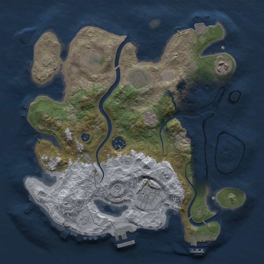 Rust Map: Procedural Map, Size: 3000, Seed: 866316874, 12 Monuments