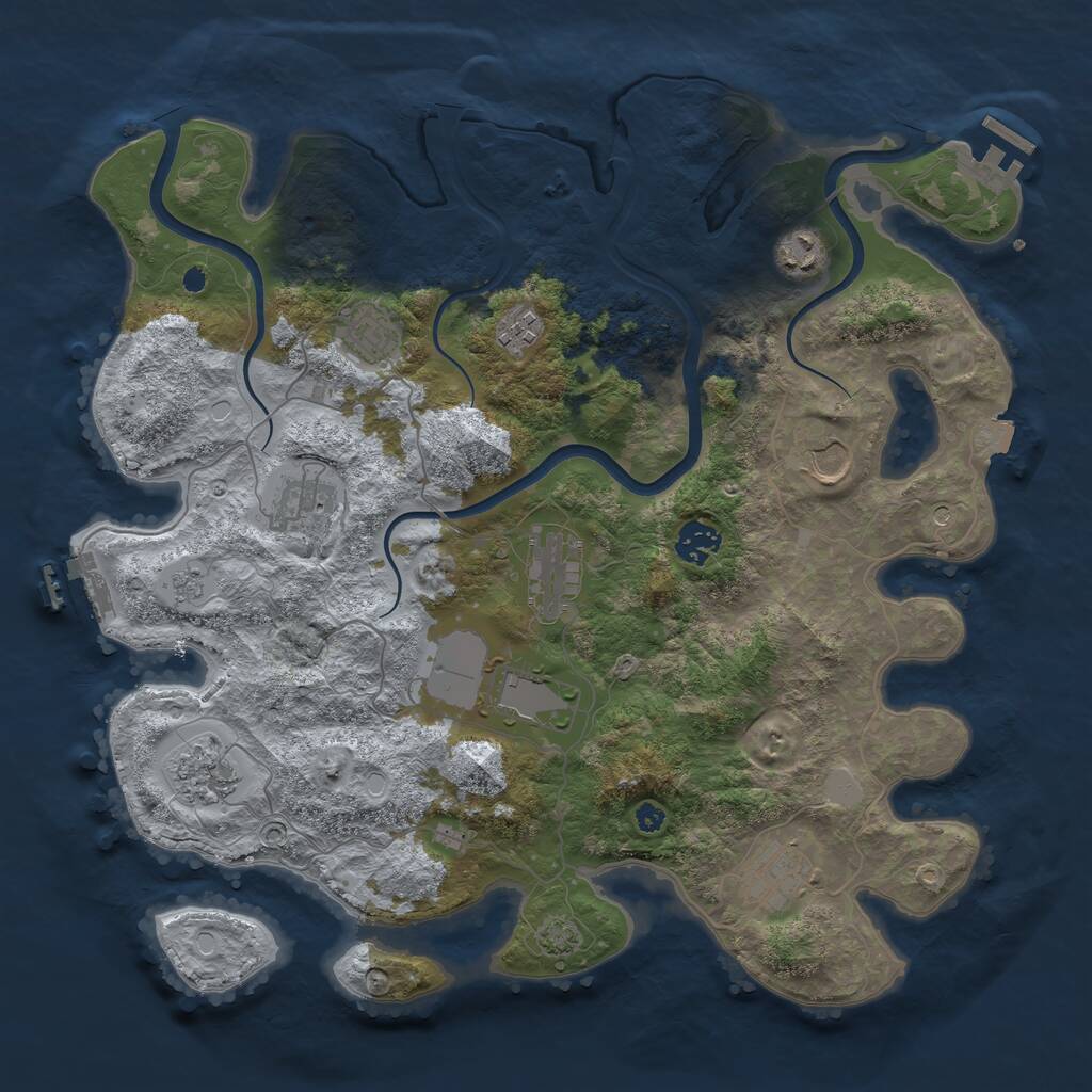 Rust Map: Procedural Map, Size: 3800, Seed: 1887874057, 16 Monuments
