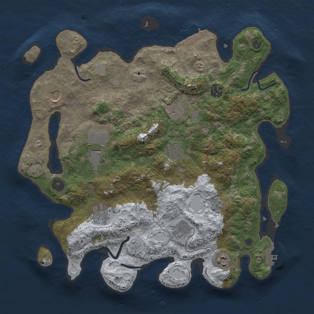 Rust Map: Procedural Map, Size: 3800, Seed: 1524, 18 Monuments