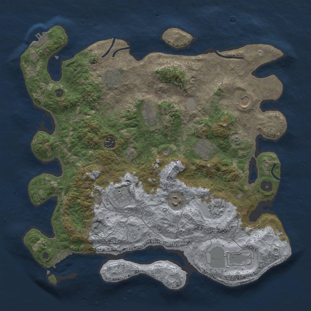 Rust Map: Procedural Map, Size: 4000, Seed: 1191584727, 18 Monuments