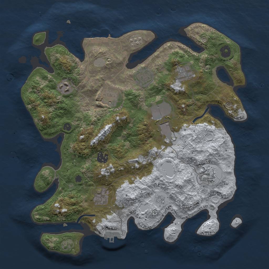 Rust Map: Procedural Map, Size: 3500, Seed: 1799761000, 18 Monuments