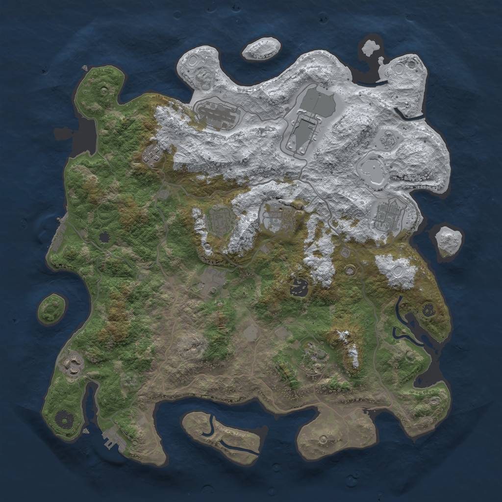 Rust Map: Procedural Map, Size: 4000, Seed: 24352115, 18 Monuments