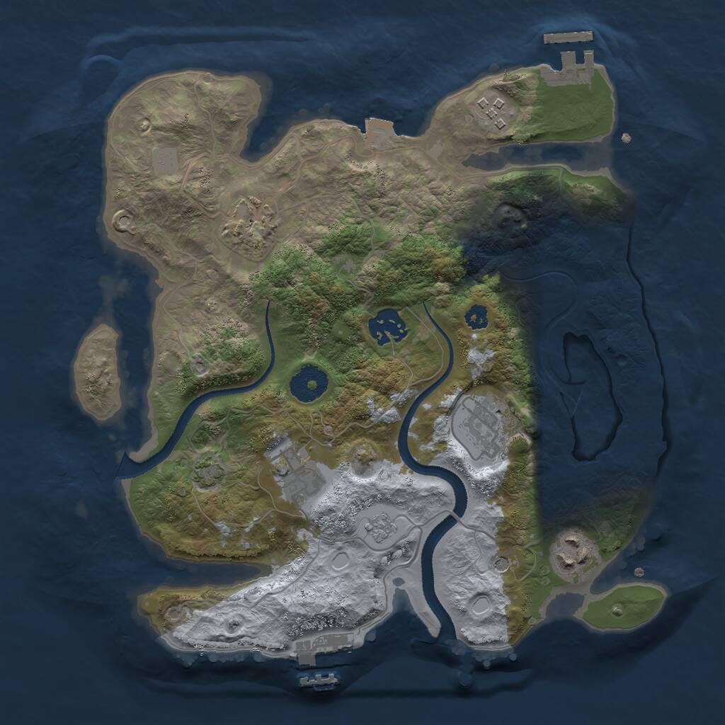 Rust Map: Procedural Map, Size: 3000, Seed: 895291122, 12 Monuments