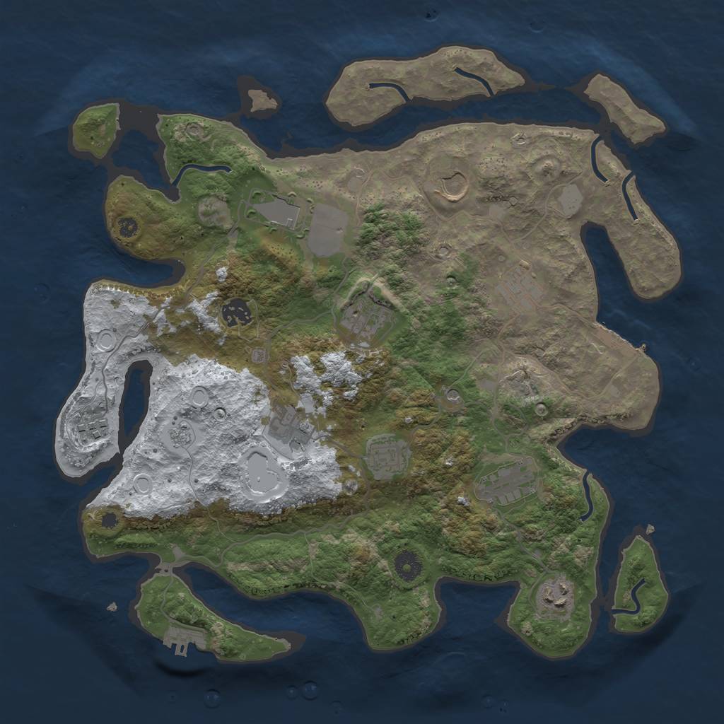 Rust Map: Procedural Map, Size: 3750, Seed: 645493021, 19 Monuments