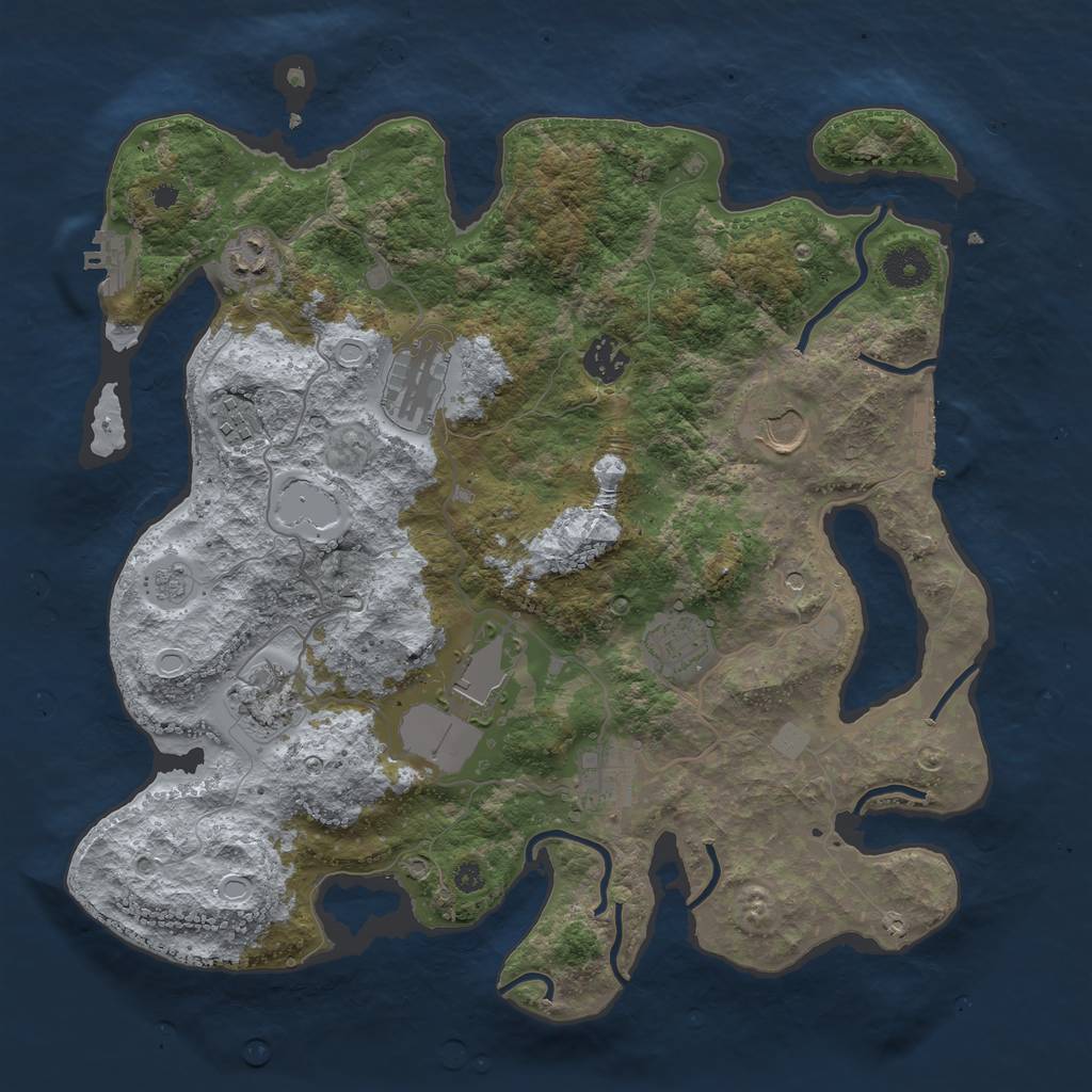 Rust Map: Procedural Map, Size: 3700, Seed: 662947087, 16 Monuments