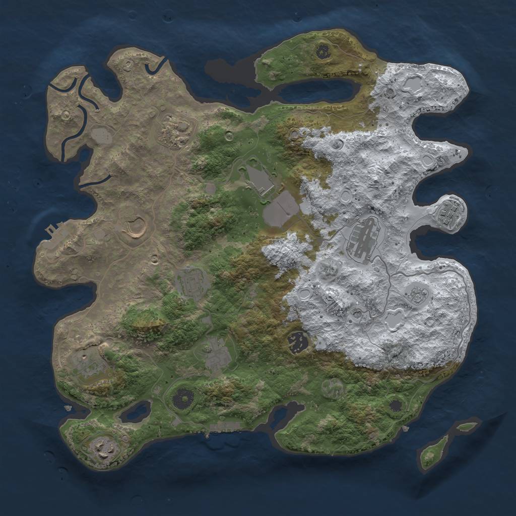 Rust Map: Procedural Map, Size: 3700, Seed: 1209408030, 19 Monuments