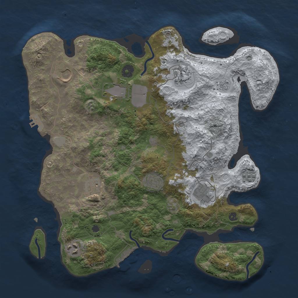 Rust Map: Procedural Map, Size: 3500, Seed: 772373294, 17 Monuments