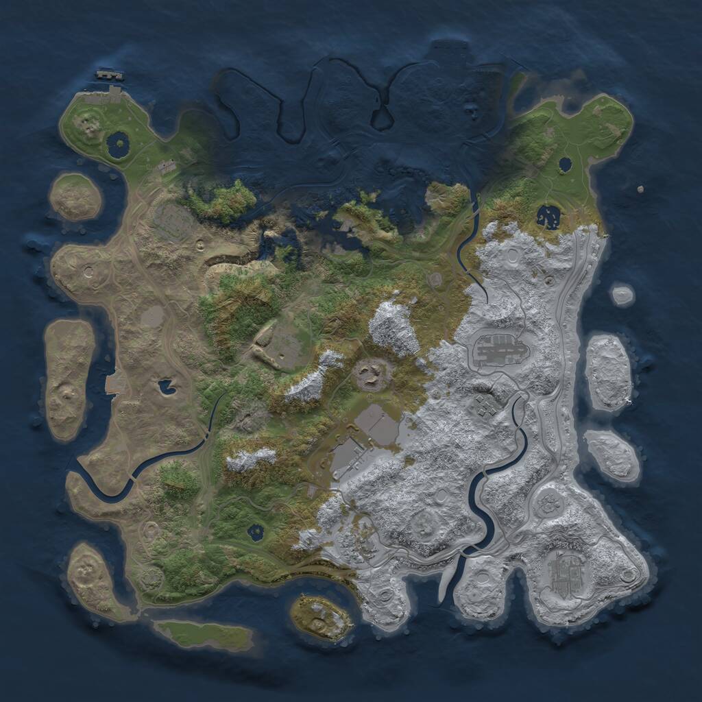 Rust Map: Procedural Map, Size: 4250, Seed: 43214, 16 Monuments