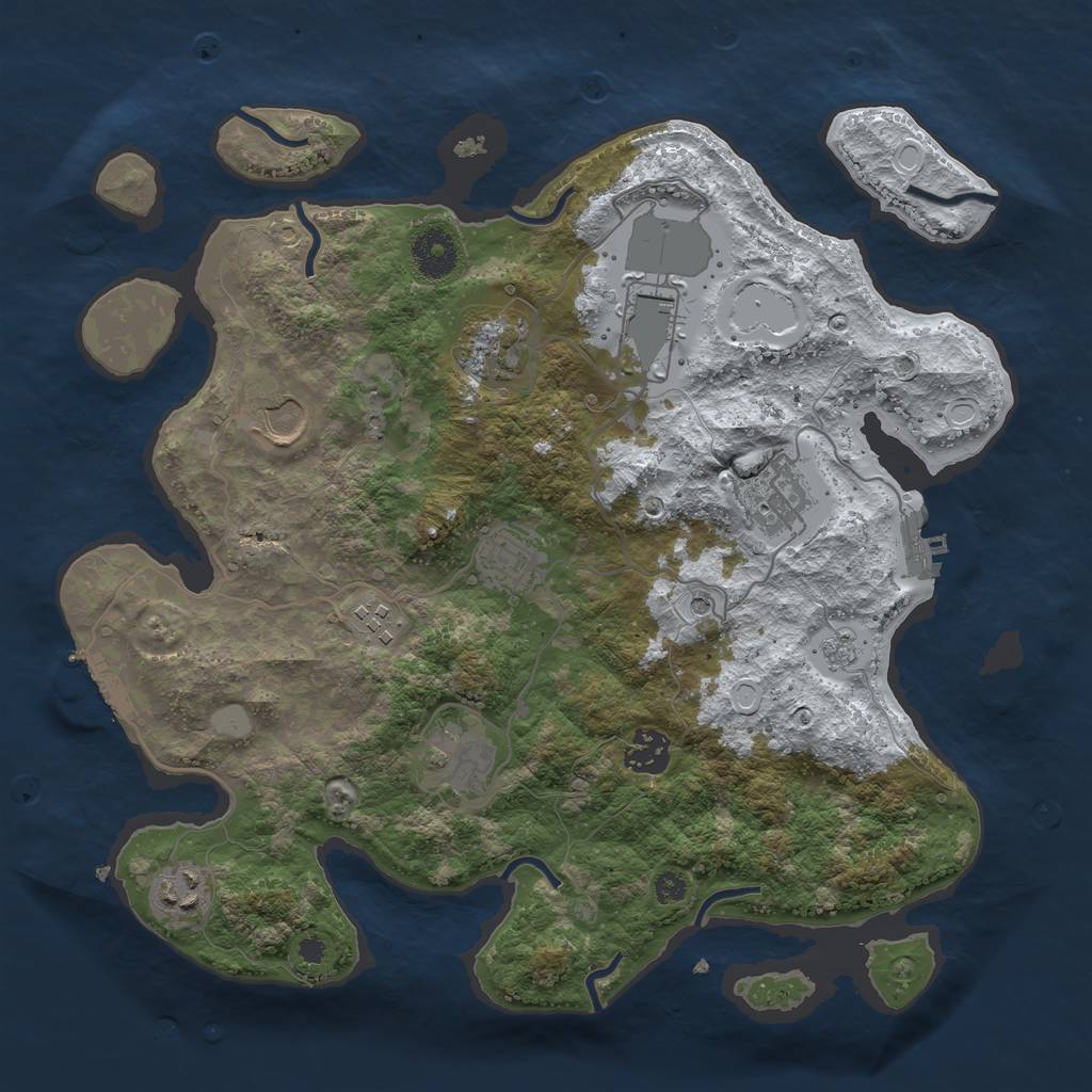 Rust Map: Procedural Map, Size: 3500, Seed: 625948348, 18 Monuments