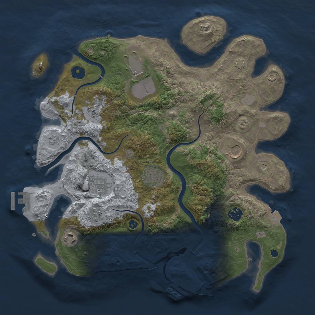 Rust Map: Procedural Map, Size: 3500, Seed: 1049239290, 14 Monuments