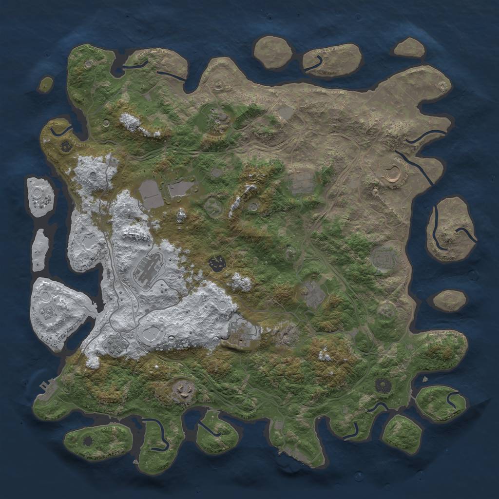 Rust Map: Procedural Map, Size: 4500, Seed: 1030298154, 20 Monuments