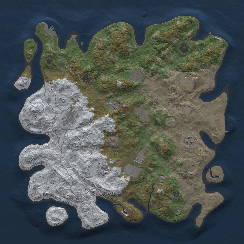 Rust Map: Procedural Map, Size: 4000, Seed: 9585, 19 Monuments