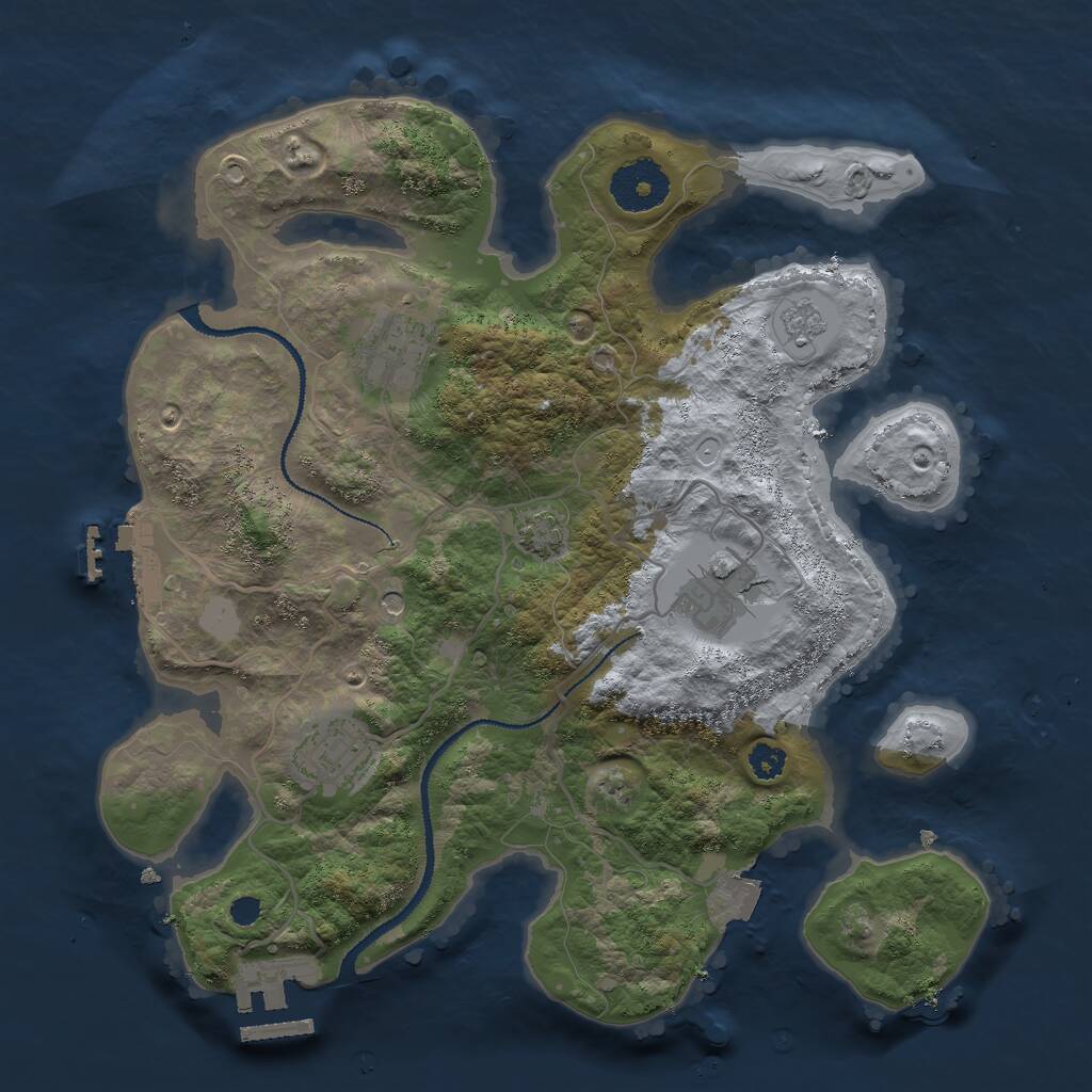 Rust Map: Procedural Map, Size: 3000, Seed: 1694362766, 9 Monuments