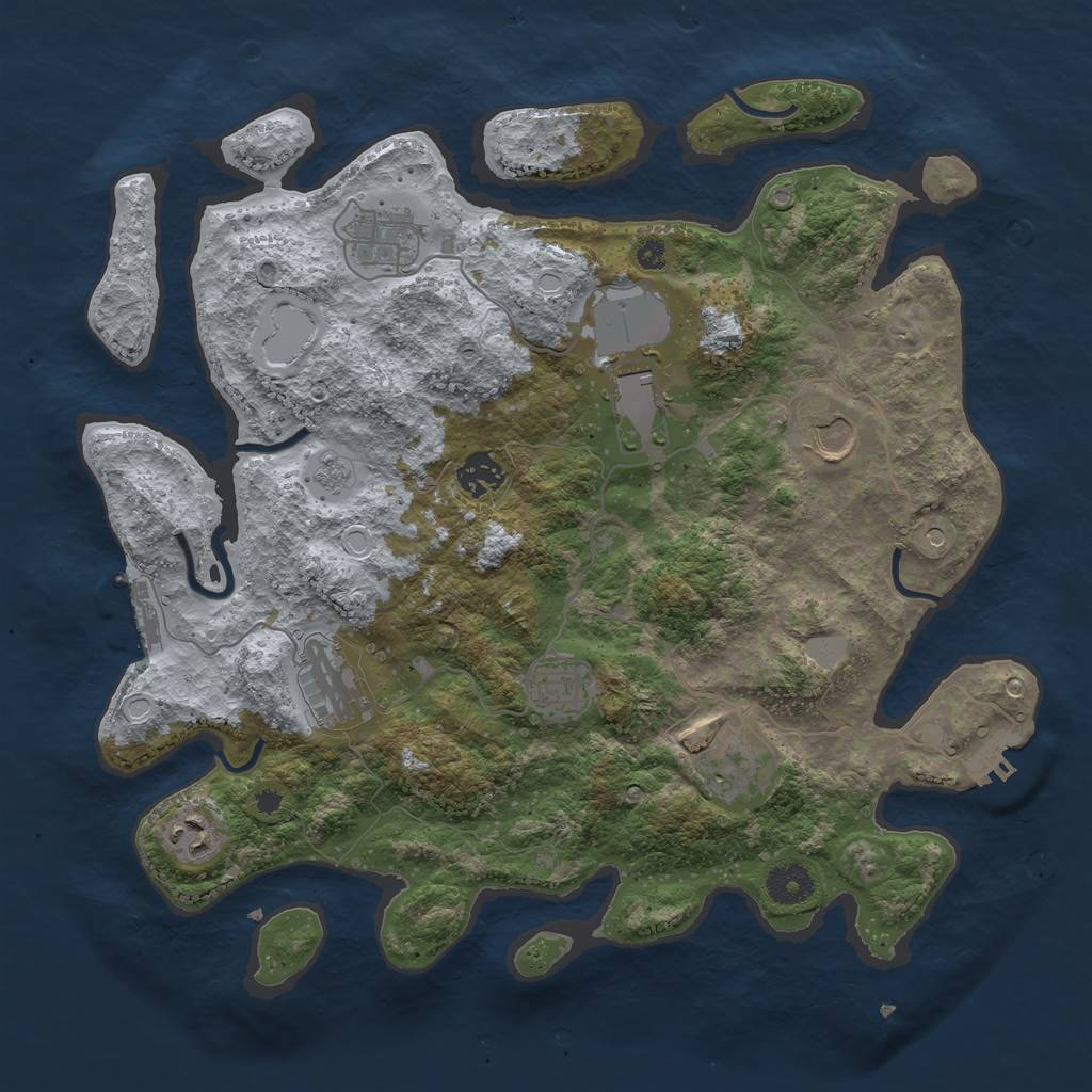 Rust Map: Procedural Map, Size: 3700, Seed: 326283446, 17 Monuments