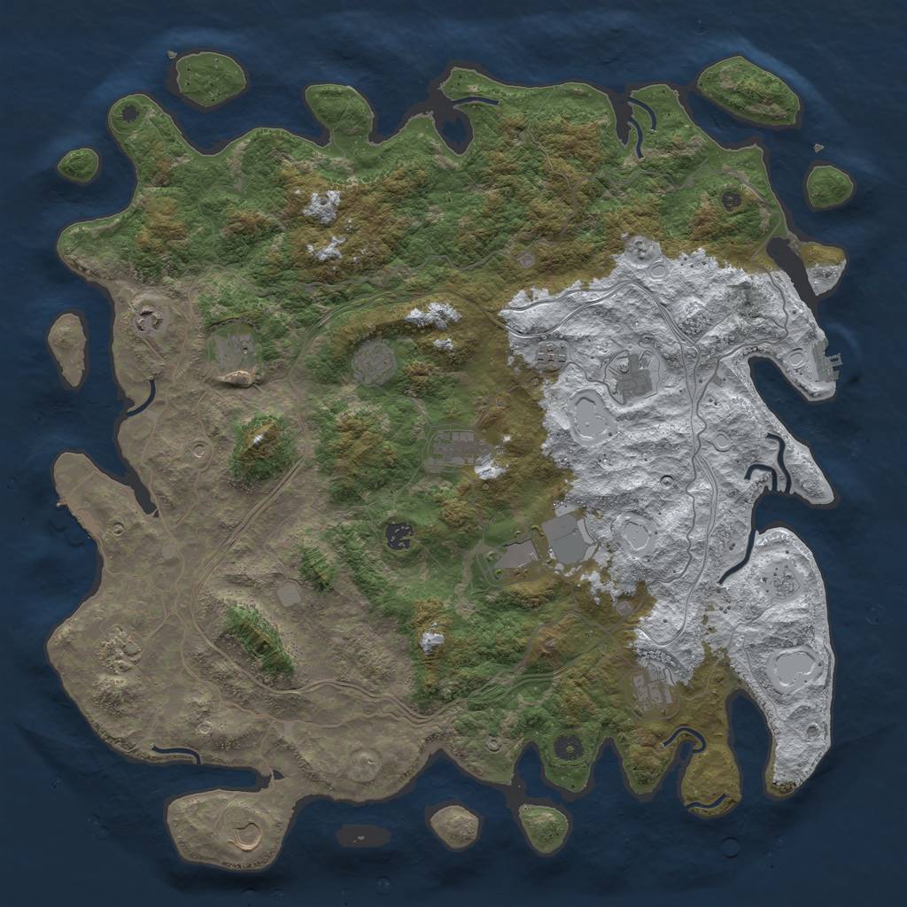 Rust Map: Procedural Map, Size: 4800, Seed: 677057566, 20 Monuments