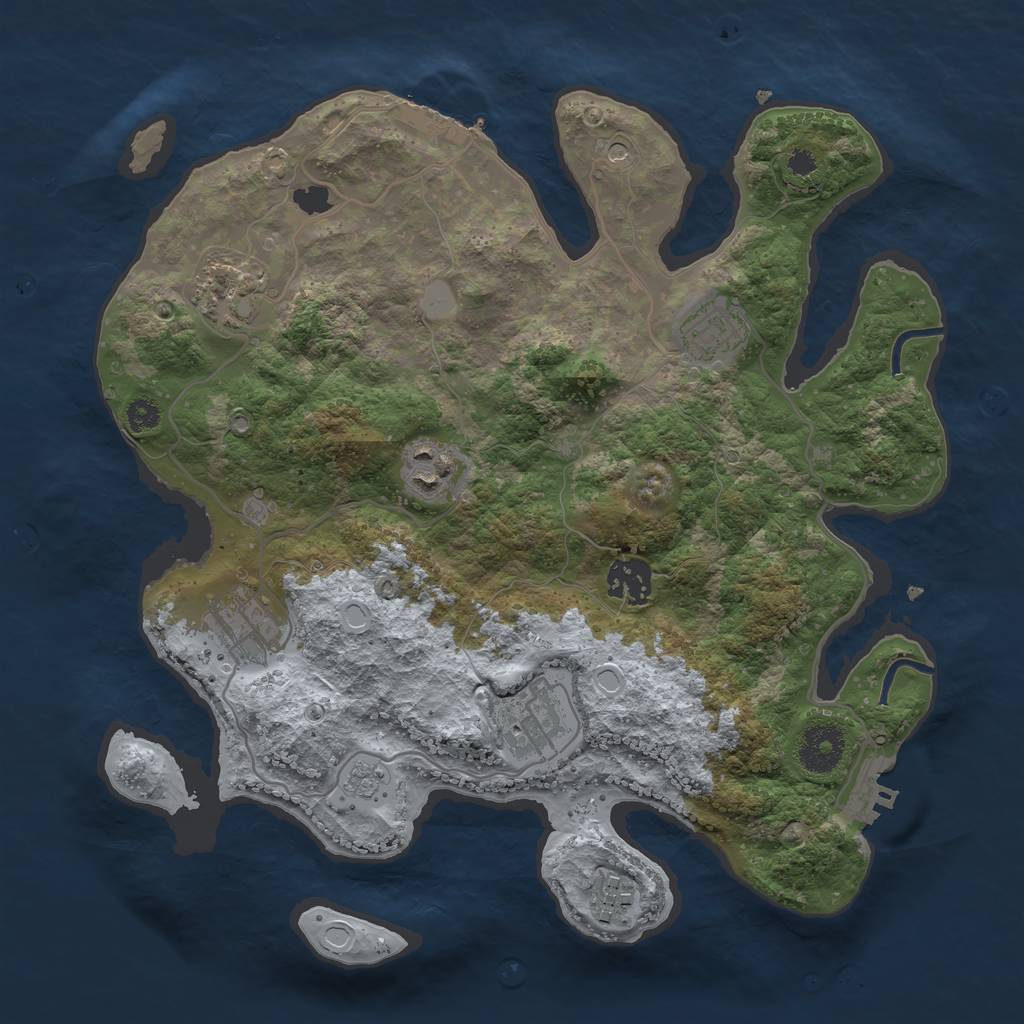Rust Map: Procedural Map, Size: 3250, Seed: 454290425, 16 Monuments