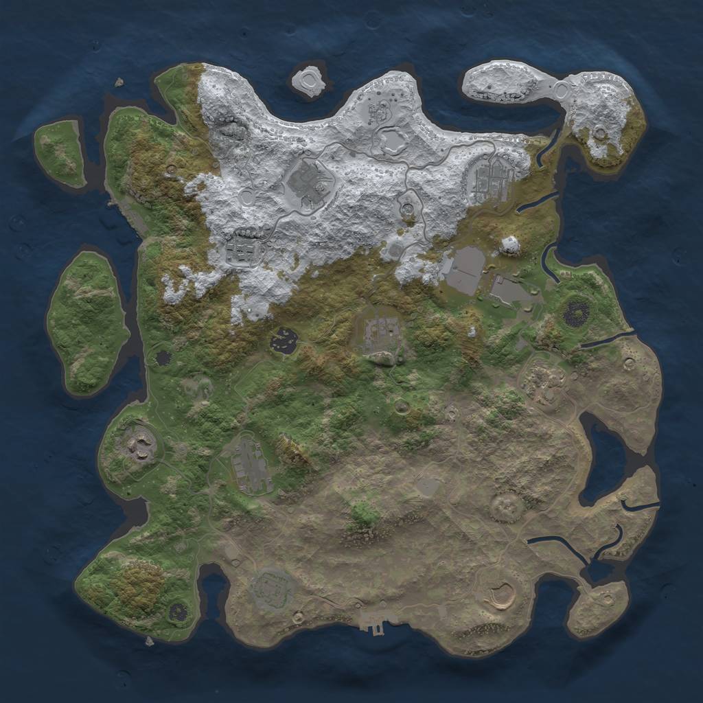 Rust Map: Procedural Map, Size: 3950, Seed: 1083132379, 20 Monuments