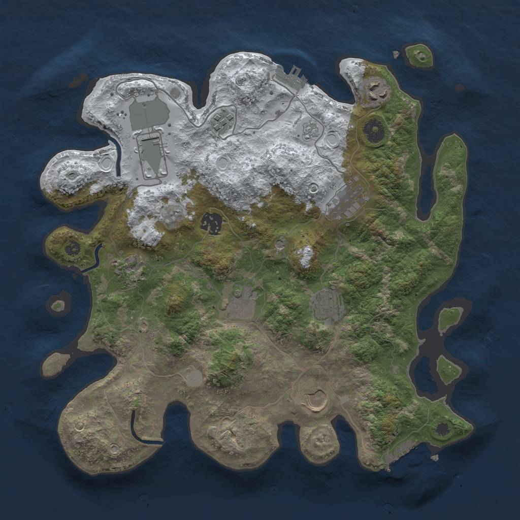 Rust Map: Procedural Map, Size: 3500, Seed: 1052661653, 18 Monuments