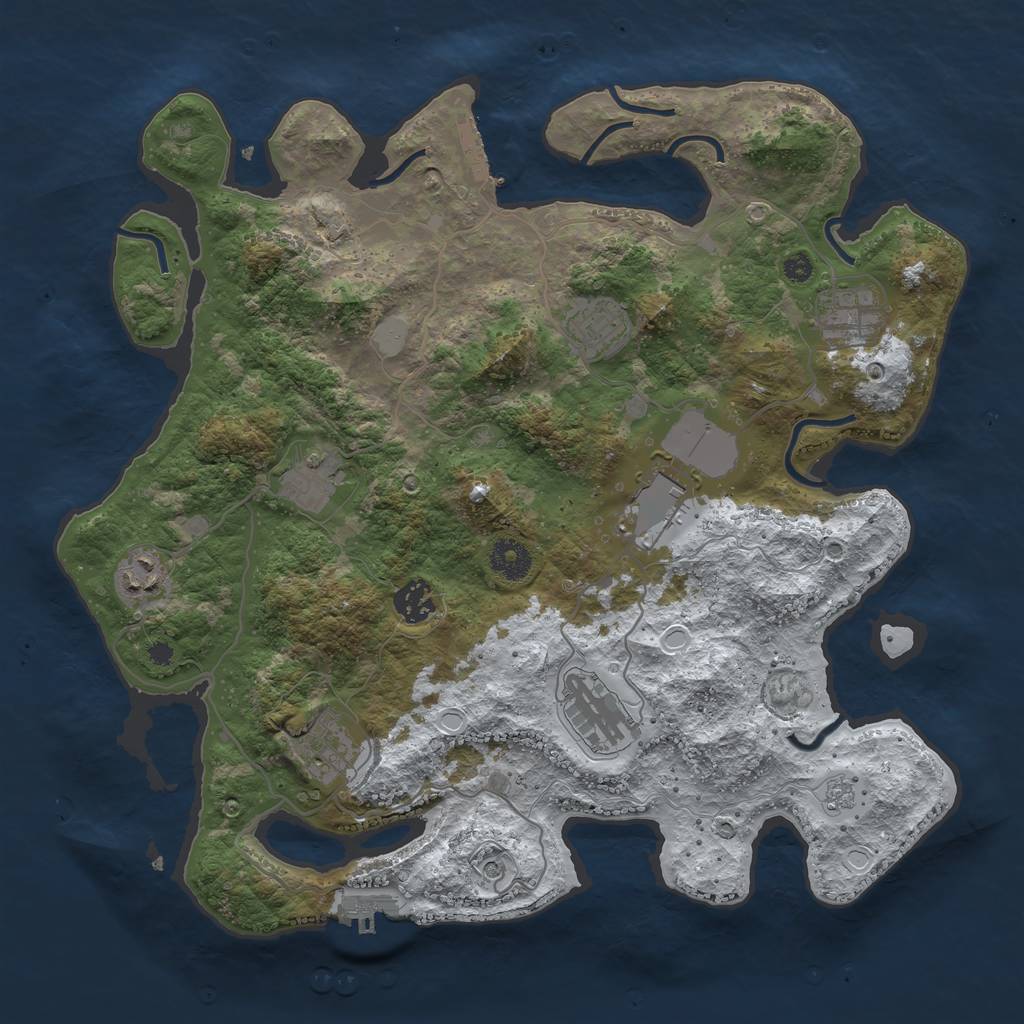 Rust Map: Procedural Map, Size: 3700, Seed: 484306819, 17 Monuments