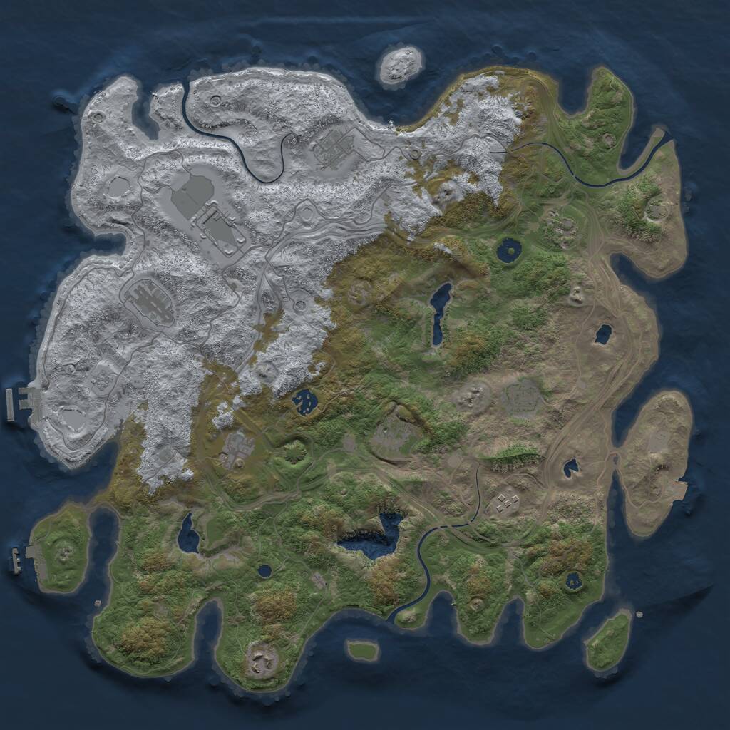 Rust Map: Procedural Map, Size: 4500, Seed: 1109605551, 16 Monuments