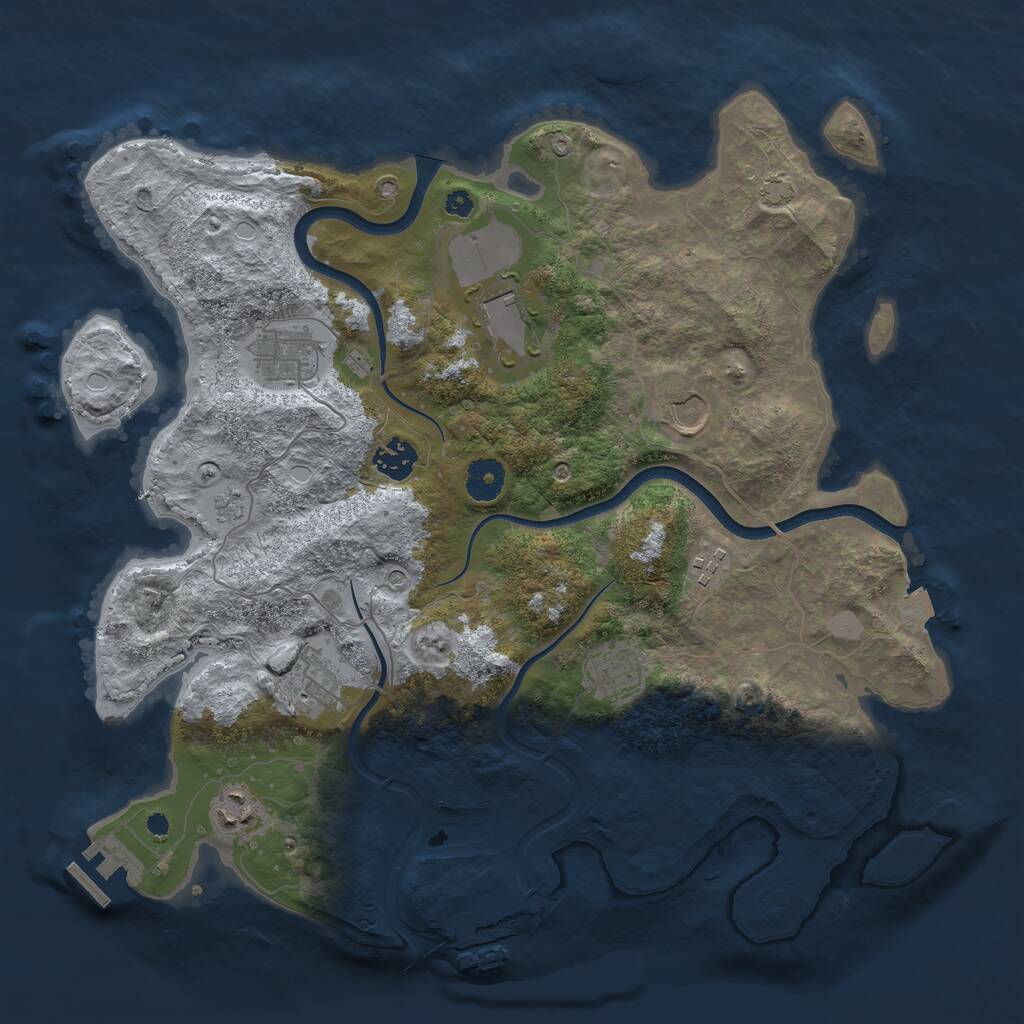 Rust Map: Procedural Map, Size: 3750, Seed: 513646875, 14 Monuments