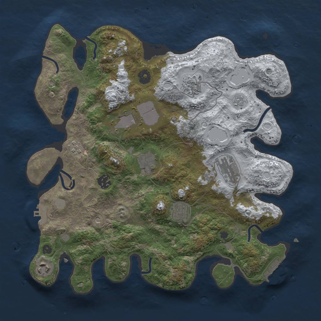 Rust Map: Procedural Map, Size: 3500, Seed: 123477, 17 Monuments