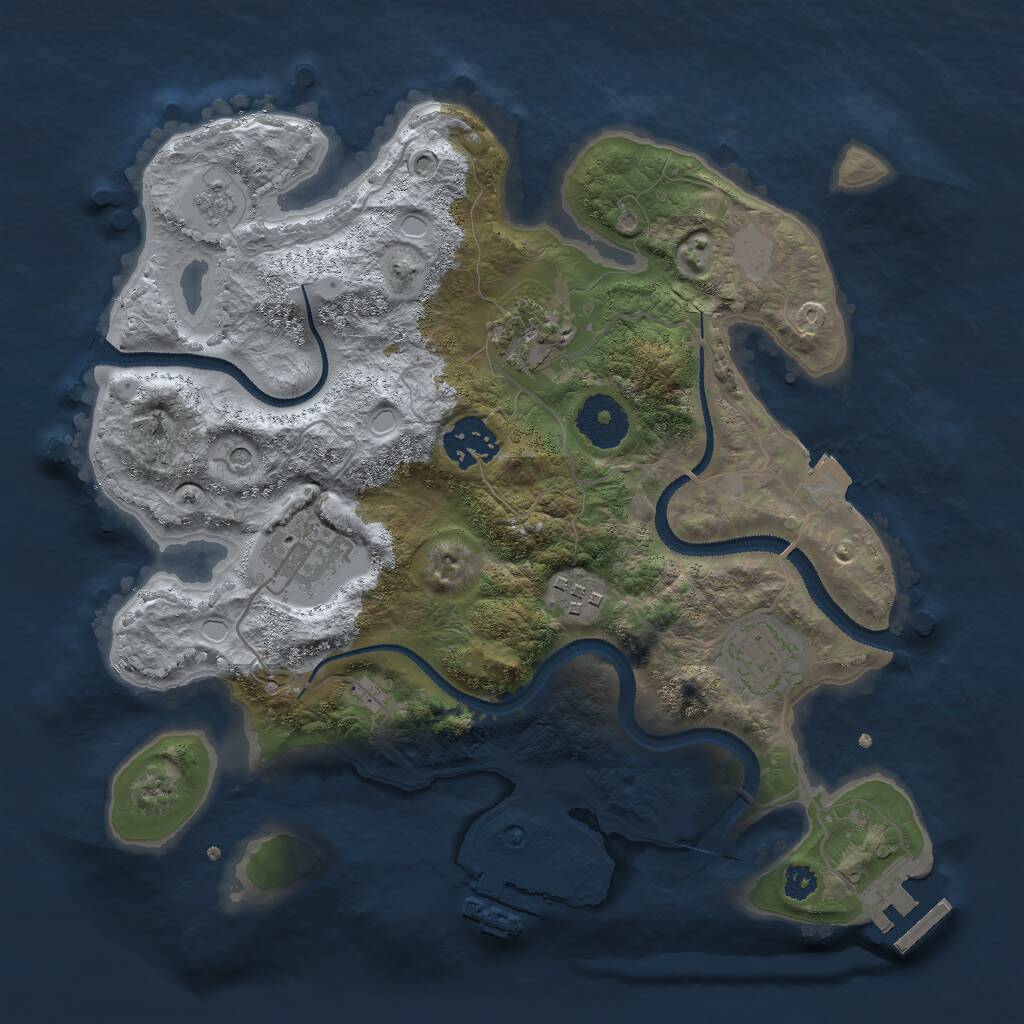 Rust Map: Procedural Map, Size: 3000, Seed: 2102028267, 10 Monuments