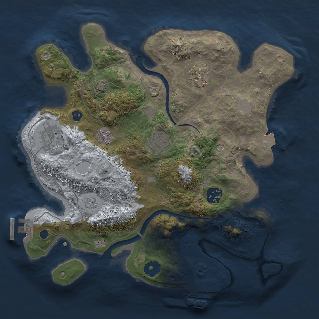 Rust Map: Procedural Map, Size: 3000, Seed: 1030803524, 11 Monuments