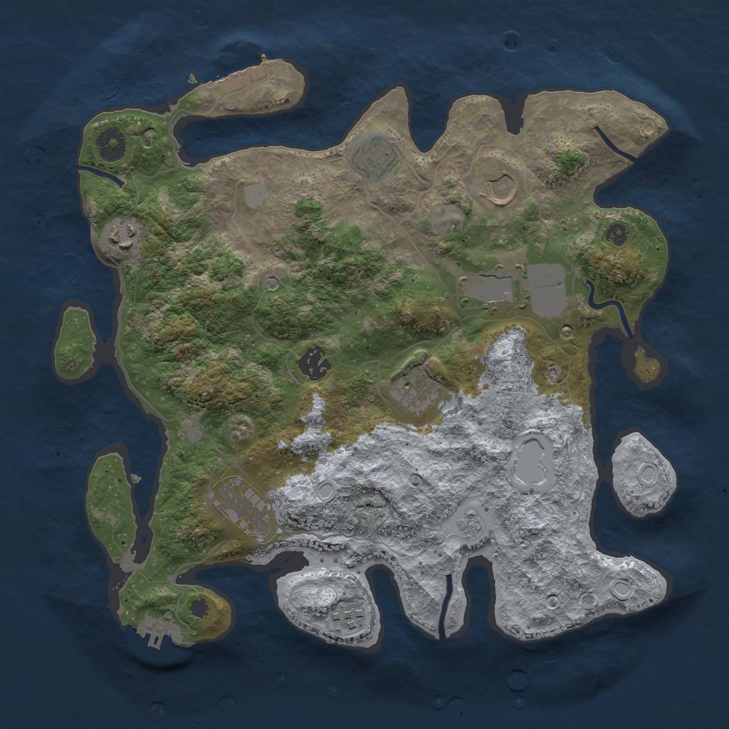 Rust Map: Procedural Map, Size: 3500, Seed: 756257186, 17 Monuments