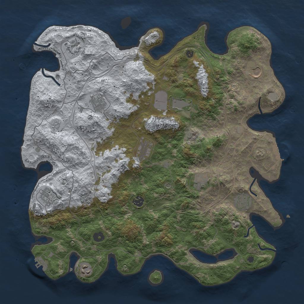 Rust Map: Procedural Map, Size: 4250, Seed: 910990841, 20 Monuments
