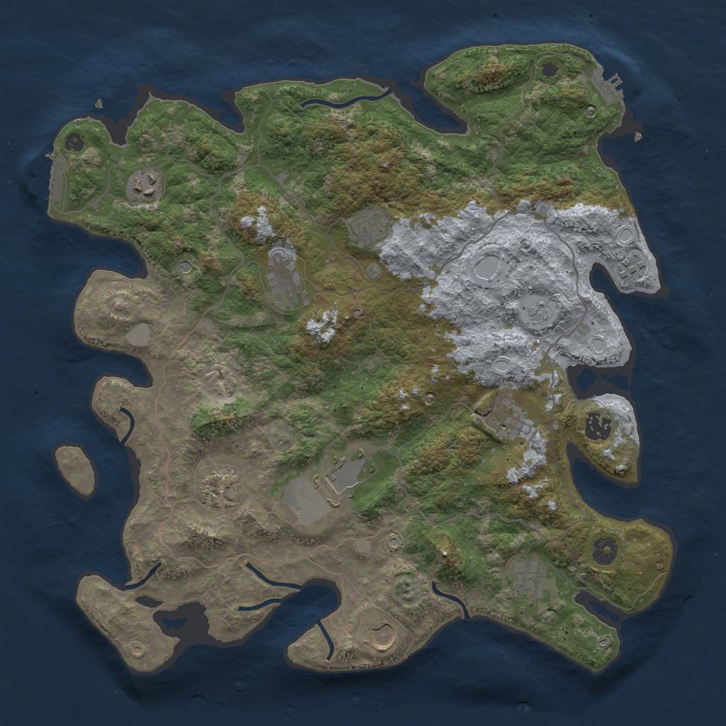 Rust Map: Procedural Map, Size: 4000, Seed: 1120175040, 19 Monuments