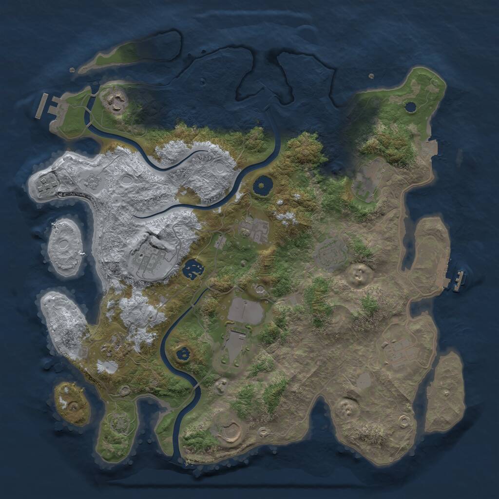 Rust Map: Procedural Map, Size: 3800, Seed: 1028117972, 17 Monuments