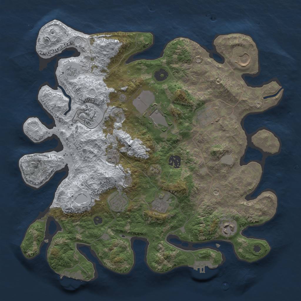 Rust Map: Procedural Map, Size: 3501, Seed: 24221, 18 Monuments