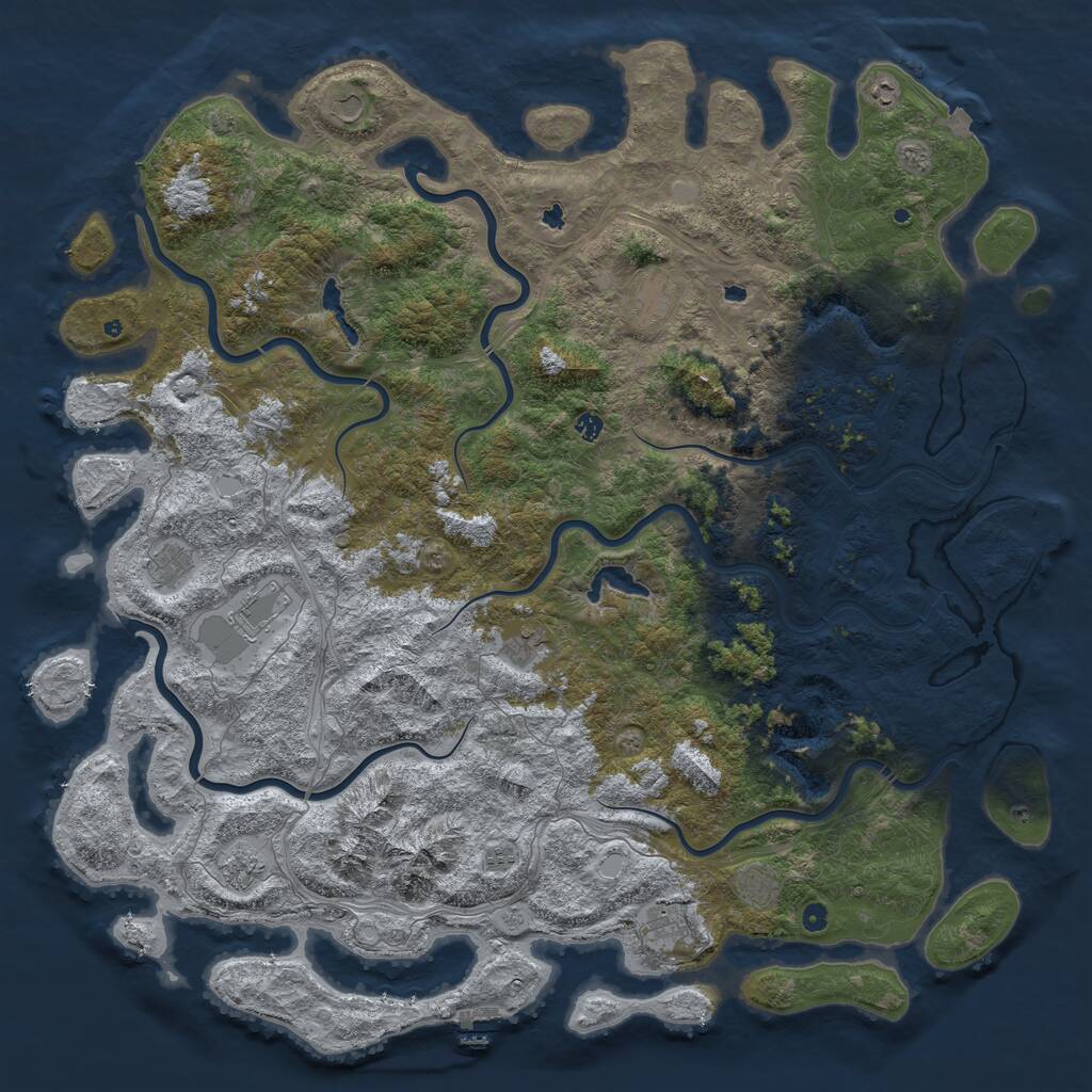Rust Map: Procedural Map, Size: 6000, Seed: 54001002, 17 Monuments