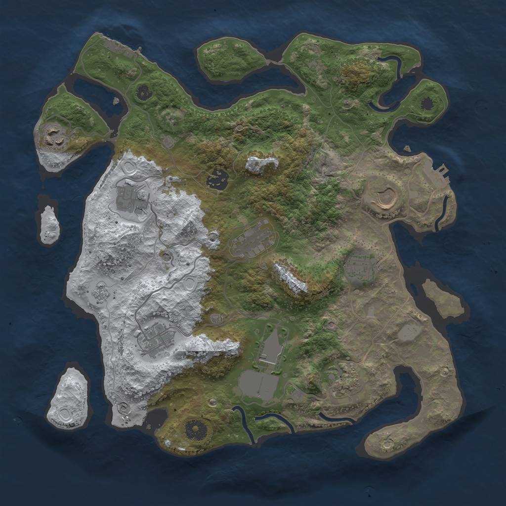 Rust Map: Procedural Map, Size: 3500, Seed: 1219252, 18 Monuments