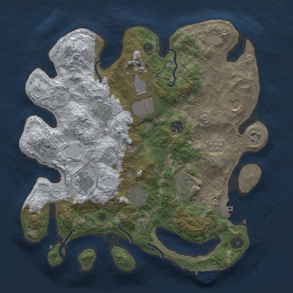 Rust Map: Procedural Map, Size: 3500, Seed: 1117922644, 18 Monuments