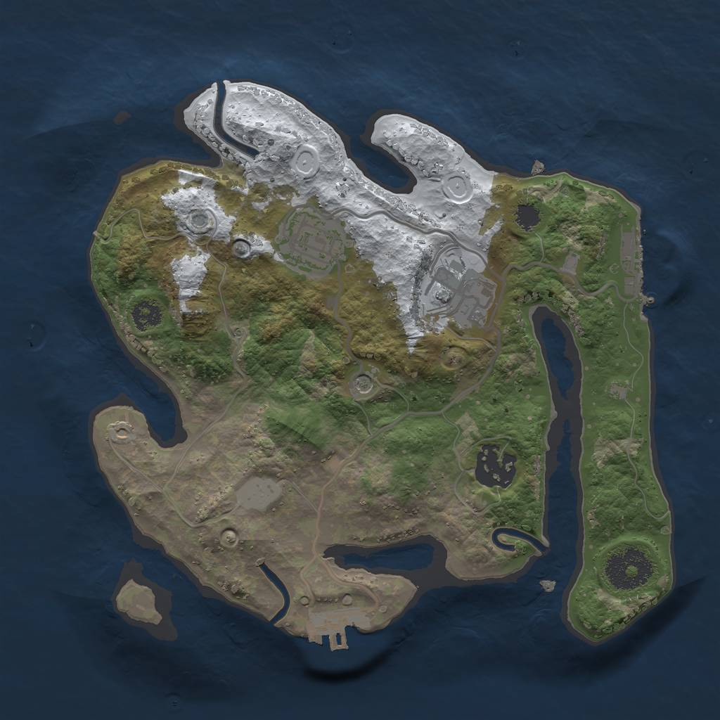 Rust Map: Procedural Map, Size: 2500, Seed: 385940, 11 Monuments