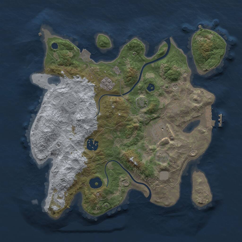 Rust Map: Procedural Map, Size: 3000, Seed: 79443259, 8 Monuments