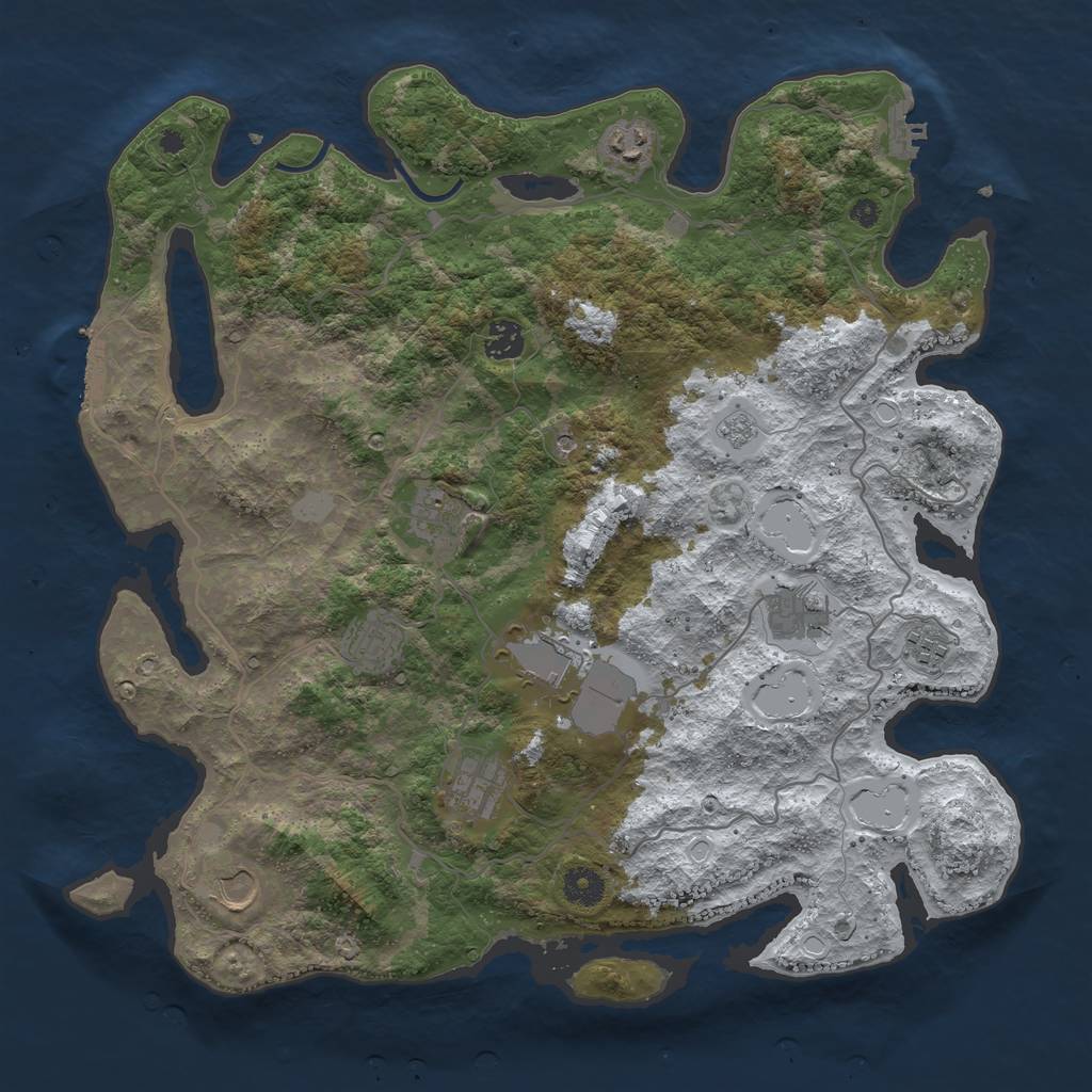 Rust Map: Procedural Map, Size: 4000, Seed: 26924476, 18 Monuments