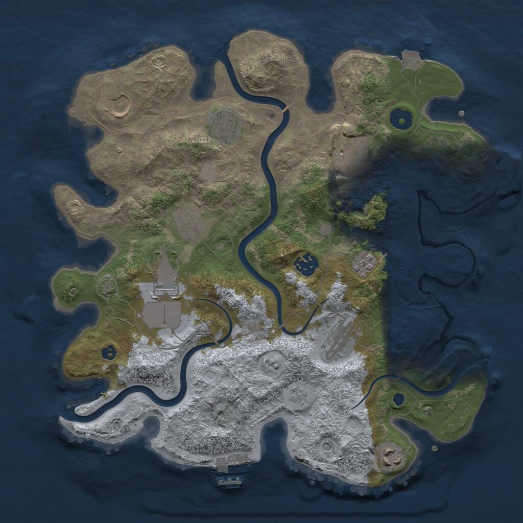 Rust Map: Procedural Map, Size: 3500, Seed: 32526347, 15 Monuments