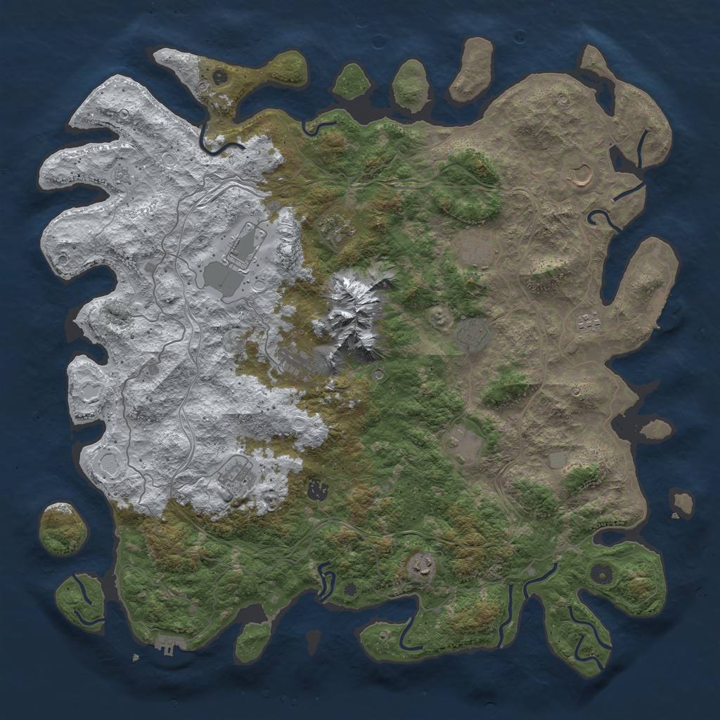 Rust Map: Procedural Map, Size: 5000, Seed: 568942, 20 Monuments