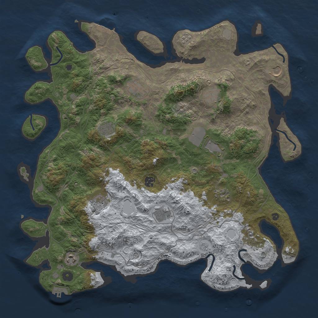 Rust Map: Procedural Map, Size: 4500, Seed: 249516482, 20 Monuments