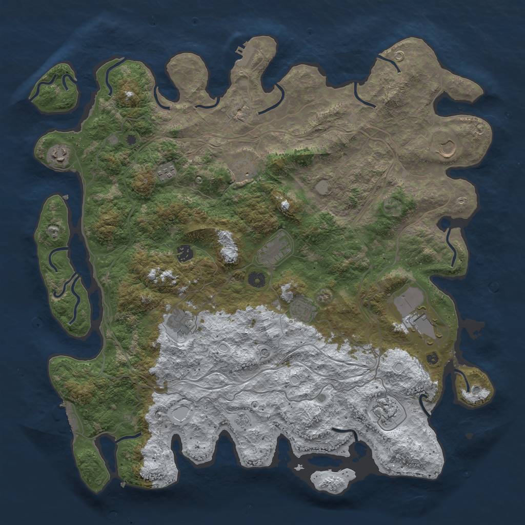 Rust Map: Procedural Map, Size: 4600, Seed: 155648356, 19 Monuments