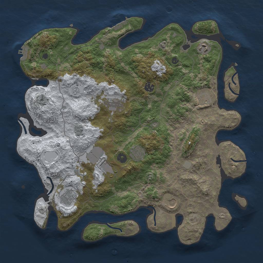 Rust Map: Procedural Map, Size: 4000, Seed: 275221103, 18 Monuments