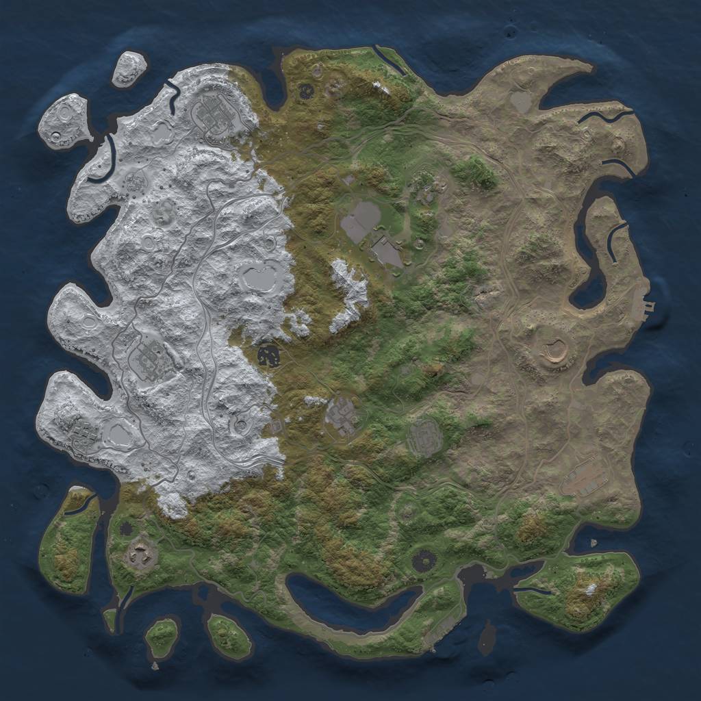 Rust Map: Procedural Map, Size: 4500, Seed: 1117922644, 20 Monuments