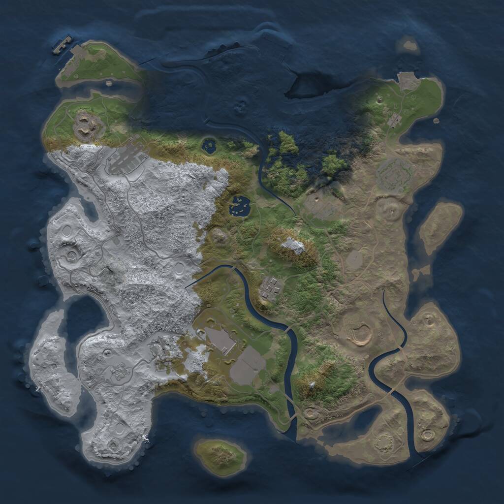 Rust Map: Procedural Map, Size: 3500, Seed: 52177689, 15 Monuments